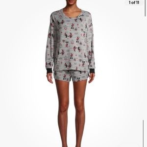 Disney’s Mickey & Minnie Mouse Hacci Shorty Gray Pajama Sleep Set LG Ne(12-14)